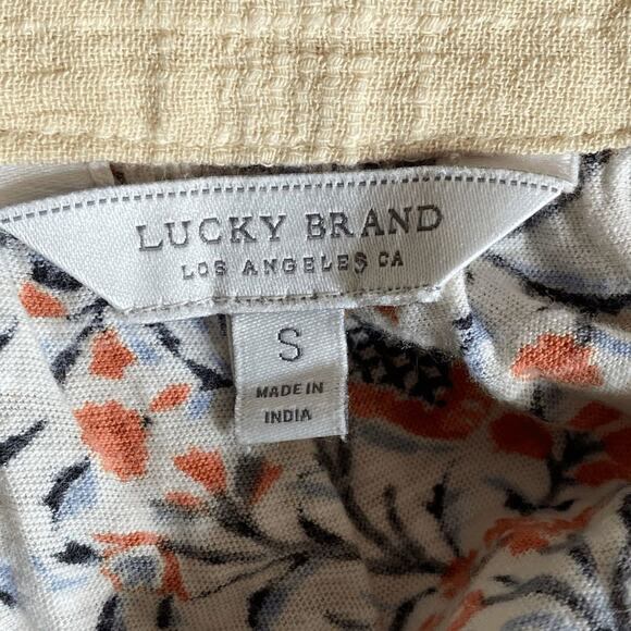 Lucky Brand Women's Orange & Cream Floral Print V-Neck Sleeveless Blouse Size S - Picture 3 of 14